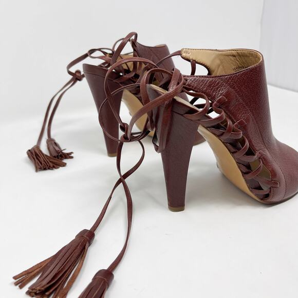 Banana Republic Womens 6.5 Brown Leather Deborah Lace Up Heels Cognac Gladiator - Picture 4 of 12